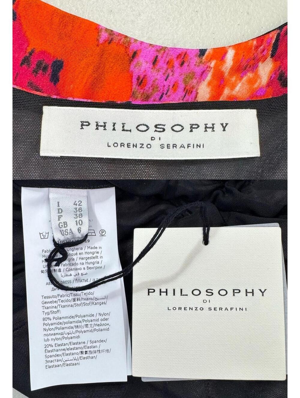 $990 NWT Philosophy Di Lorenzo Serafini Floral Ruched Mini Dress Medium 6 42 - Picture 3 of 9